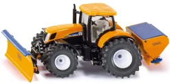 New Holland Traktor mit Räumschild und Streuer