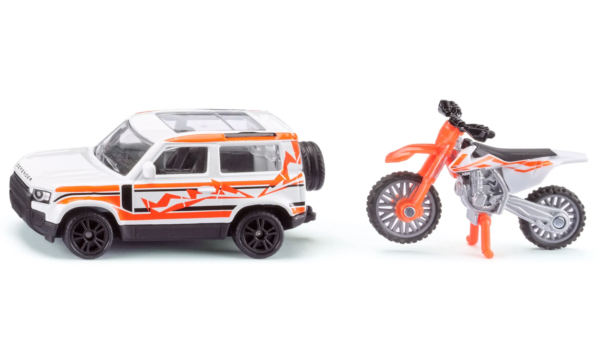 siku Land Rover Defender mit KTM Motorrad
