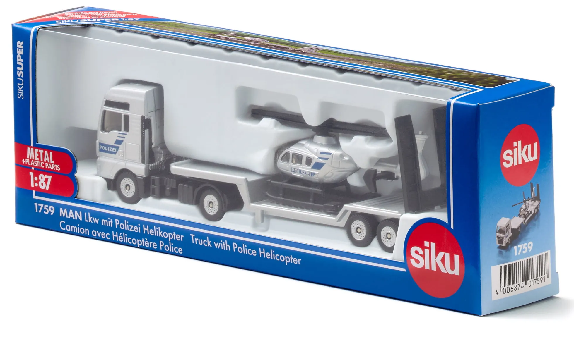 siku MAN Lkw mit Polizei Helikopter